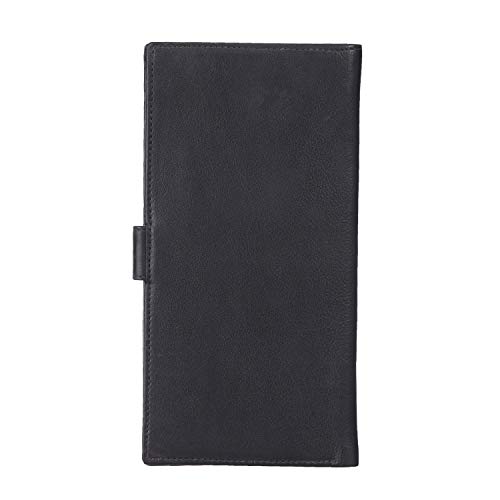 Image of KARA Unisex Leather Passport Holder - Bi-Fold Slim Genuine Leather with Button Lock & 6 Card Slots