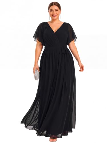 Image of Ever-Pretty Plus Women's Chiffon Maxi Plus Size Formal Bridesmaid Dresses