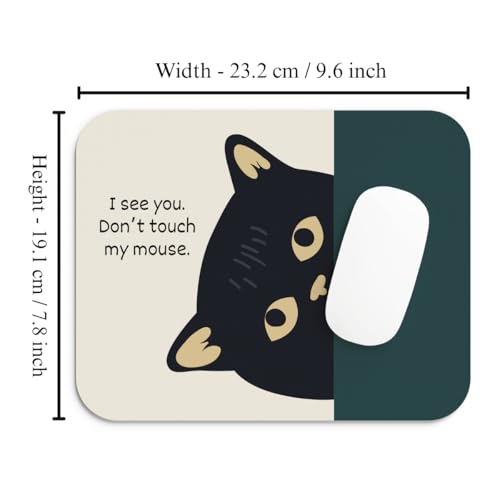 Image of SHERISH Cute Cat Mouse Pad for Laptop & PC - 19x23 cm Black Desk Mat | Smooth Cloth Surface, Non-Slip Rubber Base, Waterproof & Durable Gaming Mousepad for Office & Home (Cute Cat)