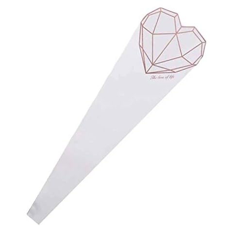 Koala Superstore 20 Pcs Diamond Heart Shape Single Rose Packaging Bag Flower Wrapping Paper Cellophane Florist Paper Gift Wrapping, White Cover