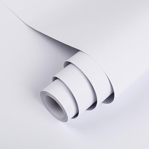Hode Klebefolie Möbel Weiß Matt 30X300cm, Möbelfolie Weiß Selbstklebende Folie für Möbel Fensterbank Wände Schrank Wasserdicht Modern Schutz Folie Küchenfolie Schutzfolie Weiss