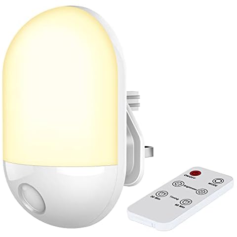 Plug in Night Light, Dimmable LED Night Light Plug in Wall with Remote Control, Warm/Cool White Switchable and 3 Brightness,Timer Function, Night Light for Kids/Baby Room, Bathroom, etc Cover