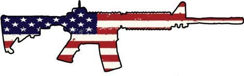 AR-15 Vinyl Decal Sticker - AR15 Silhouette American Flag Large