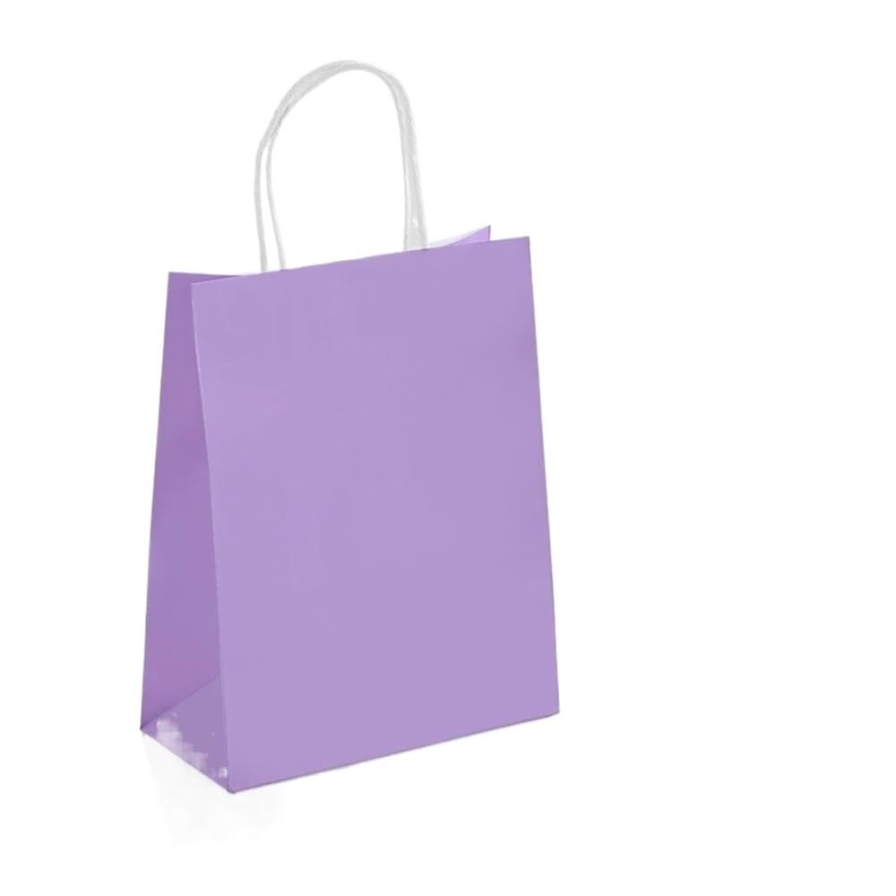10/30/50 bolsas de regalo para fiestas navideñas con asa, bolsa de compras para joyas, Navidad, día de San Valentín, matrimonio, regalo de matrimonio, bolsa de papel de colores (morado, 15 x 21 cm, 50