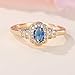 hsiyyecg Oval Shape Yellow Gold Plated Simulate Sapphire Engagement Statement Ring,Fashion Gemstone Jewelry Sets Promise Rings for Women（9）