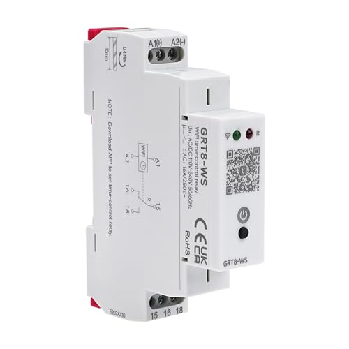 BuyWeek Schutzschalter wlan schalter hutschiene 16A 1P mit Kurzschlussschutz Leitungsschutzschalter TUYA App Fernbedienung für Smart Home Zeitschaltuhr, Smart Relais Schalter AC/DC110-240V