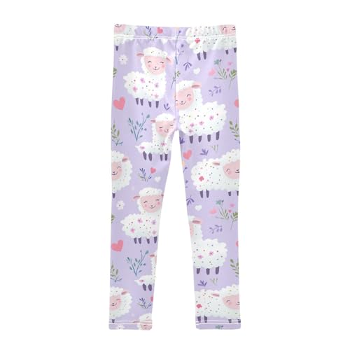 Lambs Flowers Girls Leggings,Workout Leggings for Girls Toddler Athletic Legging Size for 3-10T2