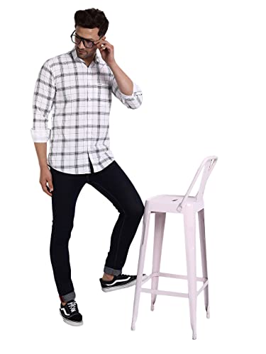 Image of Majestic Man Slim Fit Cotton Casual Check Shirt for Men