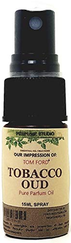 Perfume Oil IMPRESSION; No Alcohol Undiluted Fragrance Oil in 15ml Spray Plastic Bottle (Tobacco Oud Type)