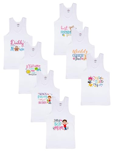 Image of LUX PARKER Unisex Baby Regular Fit Vest Cotton Sleeveless for Boys and Girls Sando Baniyan Combo | Print May Vary