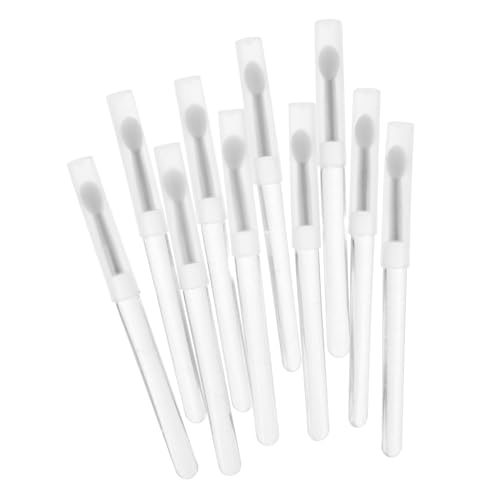 FRCOLOR Mini Lip Brush Applicator Set 10pcs Silicone Makeup Brushes for Lipstick Lip Scrub Travel-friendly Easy-clean Lids