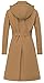 Chrisuno Mid Length Trench Coat Women Black Rain Coats for Long Hood Belt Double Breasted Waterproof Camel L