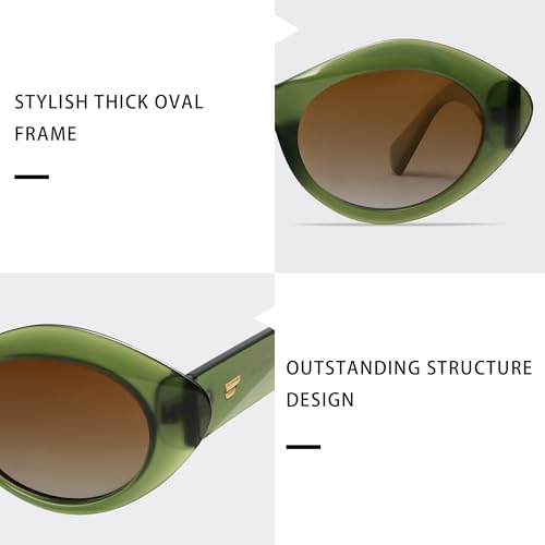 VANLINKER Polarized Trendy Thick Oval Round Sunglasses for Women Retro Shades VL98254