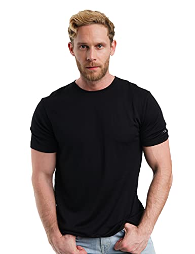 Merino.tech 100% Organic Merino Wool Lightweight Men's T-Shirt (Heathered Black, Small)