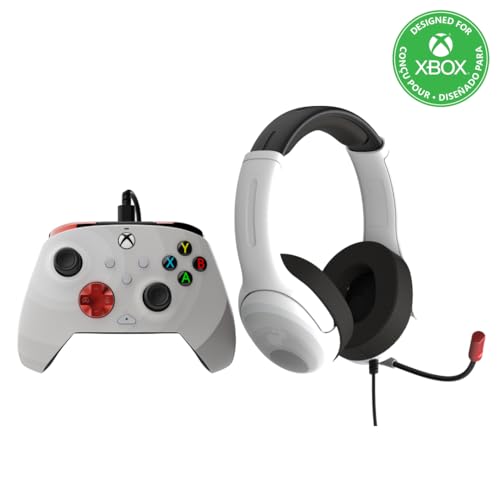 PDP XBX BUNDLE Rematch CONTROLLER and Airlite verkabelt Kopfhörer Radial weiß für Xbox Series X|S, Xbox One, Offiziell Lizenziert