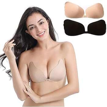 kd zone KD ZONEWomen's & Girl's Reusable Adhesive Strapless Push Up Wire Free Stick-On Invisible Bra (Off White, Pack of 1)-picture-35