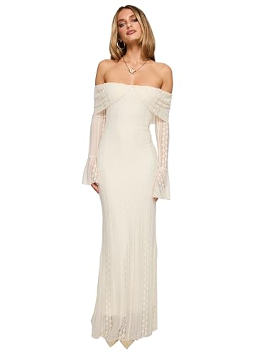 Princess Polly Perdita Long Sleeve Lace Maxi Dress Cream