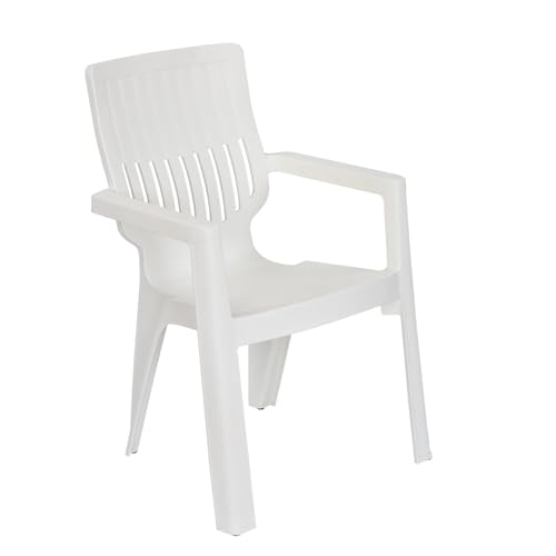 Image of Nilkamal Ortho Comfort Plastic Chair with Arm|Set of 4| 3 Year Warranty |Stackable Chair for Home, Living Room, Dining Room, Cafe & Balcony |Ergonomic Back Support |Indoor & Outdoor |Cream