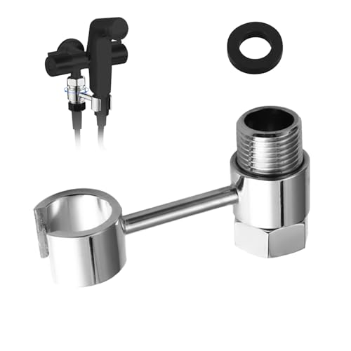 Soporte de Ducha, Soporte Alcachofa Ducha Giratorio de 360°, Sin Necesidad de Taladrar, Diámetro 20 mm Universal Soporte para Alcachofa de Ducha de Acero Inoxidable para Baño, Inodoro (Plata)