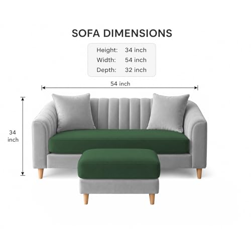 Image of Doraldo 2 Seater Sofa Set with Ottoman for Living Room (Green Grey) Premium Fabric Sofa