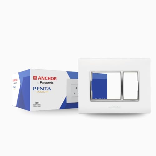 Image of Anchor by Panasonic Penta 3 Module Gina Cover Plate with Chrome Collar for Switch Board (White, 65803-20)