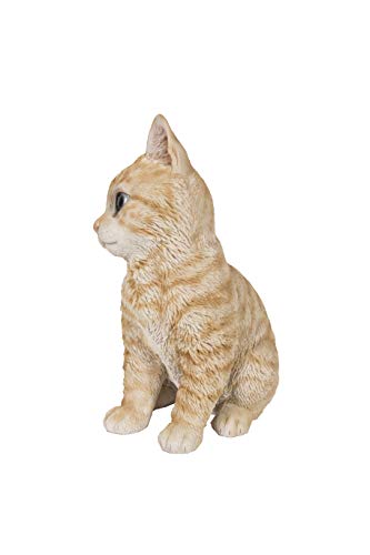 Figura de gato naranja sentado con cabeza inclinada miniatura 3