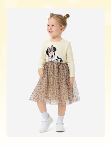 Image of Disney Princess Frozen Elsa Minnie Stitch Toddler Girl Tulle Tutu Dress Ruffle Sleeve Mesh Summer Birthday Party Clothes 2-9Y