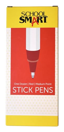 School Smart Medium Point Round Stick Pen - Pack of 12