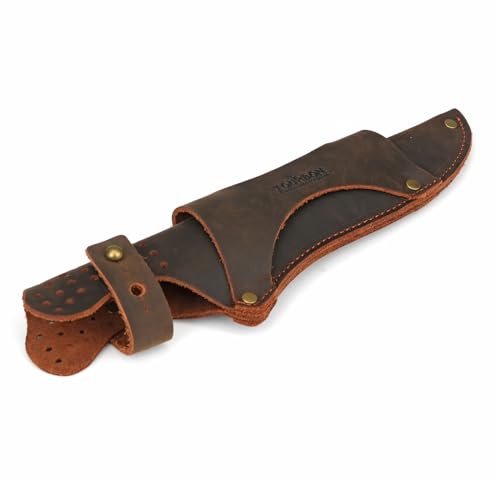 Tourbon Étui à couteau à lame fixe en cuir pour ceinture droite Camping chasse