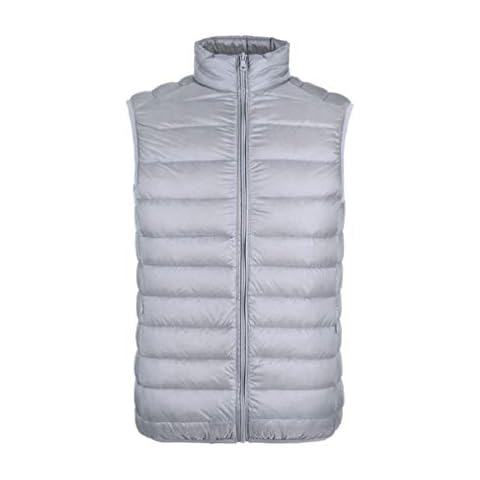 TieNew Mens Winter Ultralight Down Gilet Vest, Men's Lightweight Packable Winter Down Puffer Jacket Vest Coat Outerwear Gilets Silver Cover