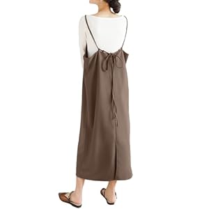 [神戸レタス] キャミワンピ ワンピース レディース マタニティ 楽ちん 体型カバー 春 夏 秋 冬 重ね着 [E2802] L リボン モカ" 