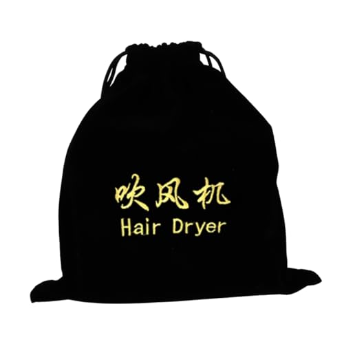 CALLARON Bolsa para secador de pelo de franela largo cabello bolsa de almacenamiento de secador de pelo neceser de viaje bolsa con cordón bolsa de viaje con cordón Black