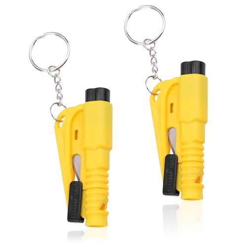 Hpbaggy 2pcs, Cortador de Cinturón de Seguridad 2 en 1 y Rompeventanas, Dispositivo de Seguridad para emergencias indispensable en su Coche Que Incluye Silbato para Pedir Ayuda a Distancia