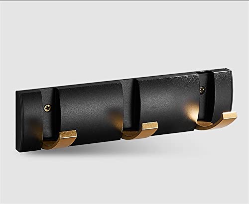 Perchero de Pared Gancho para Bata, Gancho para Ropa Plegable, Perchero para Ropa de Oro Negro, Perchero para Toallas, Gancho para Cocina de Aluminio Perchero para Puerta Riel para Perchero montado