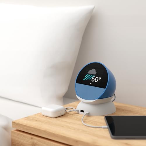 Echo Spot Bundle: Includes Echo Spot | Ocean Blue & Made for Amazon Stand with USB-C and USB-A Charging Ports | Glacier White - image 4