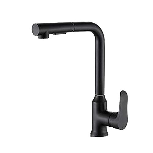 Robinet de cuisine noir extractible avec mitigeur eau chaude et froide pour évier