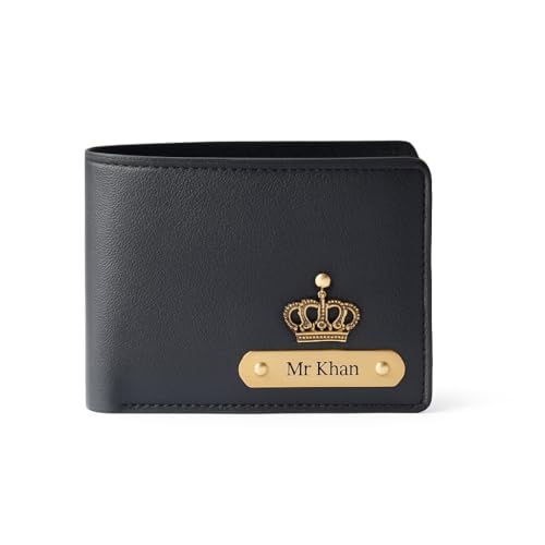 Image of Men Leather Personalized Name & Charm Imported Wallet | Gifts Husband Boyfriend Employees Clients Colleagues Friend (Black)