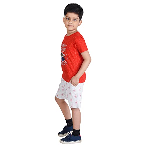 Image of Clothe Funn Boys Printed Cotton Half Sleeves T-Shirt & Shorts Set