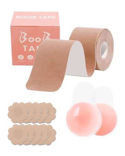 Boob Tape Breast Lift Tape for Large Breasts,2 Pcs Silicone Breast Reusable Adhesive Bra, Bob Tape for Large Breasts A-G Cup