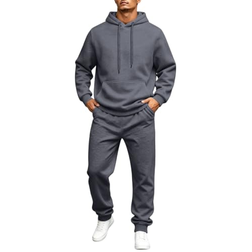 Men Track Suits 2 Piece Set Fleece Hoodie Workout Pants Joggers Sweatsuit - image 2