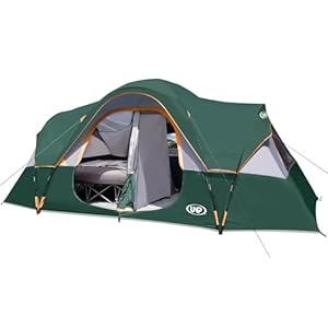 UNP Camping Tent 10-Person-Family Tents, Parties, Music Festival Tent, Big, Easy Up, 5 Large Mesh Windows, Double Layer, 2 Room, Waterproof, Weather Resistant, 18ft x 9ft x78in