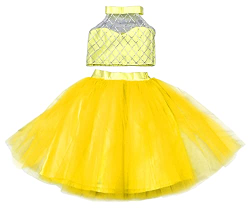 Image of TILISM Net Fit & Flare Skirt Yellow