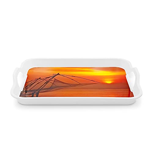 Image of SUPERWARE | Food Grade Melamine | Serving Tray Set - Handy Tray Chinese Fishing (2 nos.) | Serveware, Tableware, Stain Free, Glazed Finish