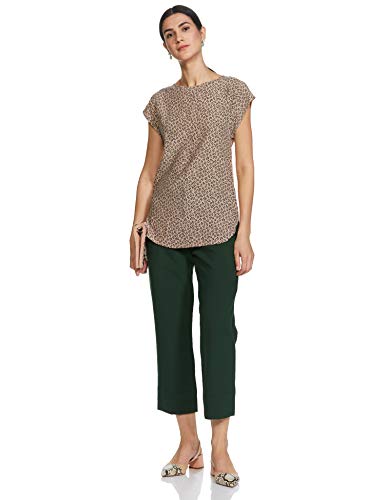 Image of Marks & Spencer Womens Printed Viscose Slash Neck Straight Fit Short Sleeve Top