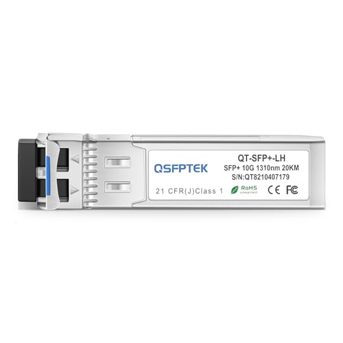 Image of QSFPTEK 10GBASE-LH SFP Module, SFP+ 1310nm 20km Duplex LC SMF DOM Optical Networking Transceivers, Mini GBIC Compatible SFP-10G-LH, and Other Open Switch, 2pcs