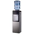 Huhelm Top Loading Water Cooler Dispenser, Hot & Cold Water Cooler 5 Gallon with Children Safety Lock Storage Cabinet for Home Office Indoor Use (Gray)