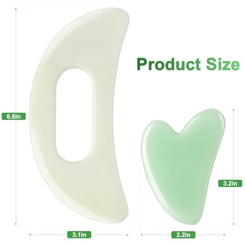 Image of Jade Stone Gua Sha Massage Tool Set Larger Guasha Board with Handle Muscle Scraping Massage Tools Facial Anti Cellulite Spa Acupuncture Tools for Massage, Lymphatic Drainage Valentine's Day Gifts