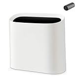 SUBEKYU 2.3 Gal Trash Can for Bathroom,Small Office Garbage Can for Kitchen,Slim Rectangular Waste Bin,Plastic,White