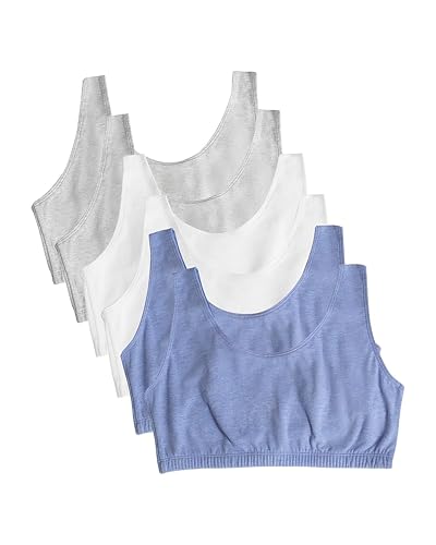Fruit of the Loom Built Up Tank Style Sports Bra Value Pack Reggiseno Sportivo, Grigio Melange/Bianco/Blu Melange-Confezione da 6, 40 (Pacco da 6) Donna