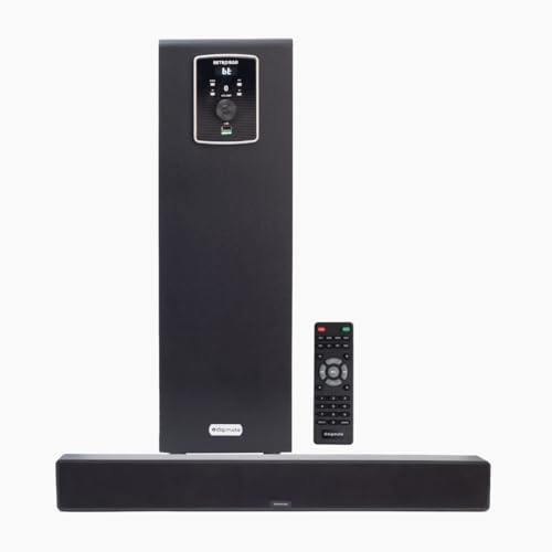 Image of Bluetooth Soundbar with 5.25 inch Subwoofer, 100W, 2.1 Channel System, LED Display, Remote Control, Four EQ Modes, Bluetooth v5.3, AUX, USB - Platinum Black